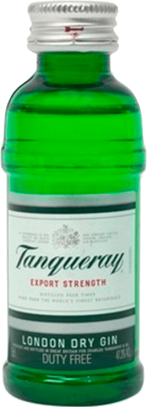 11,95 € Envío gratis | Caja de 12 unidades Ginebra Gin Tanqueray Botellín Miniatura 5 cl PET