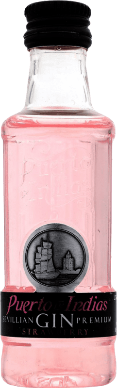 Spedizione Gratuita | Gin Puerto de Indias Strawberry Spagna Bottiglia Miniatura 5 cl