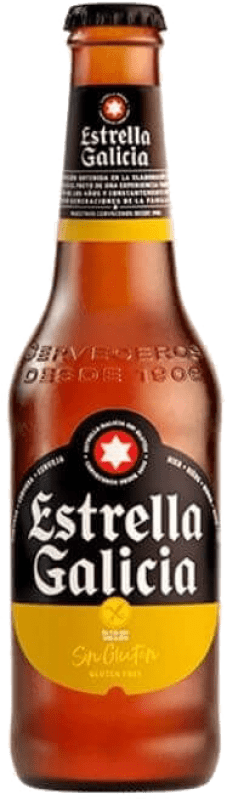 Kostenloser Versand | Bier Estrella Galicia sin Gluten Spanien Drittel-Liter-Flasche 33 cl