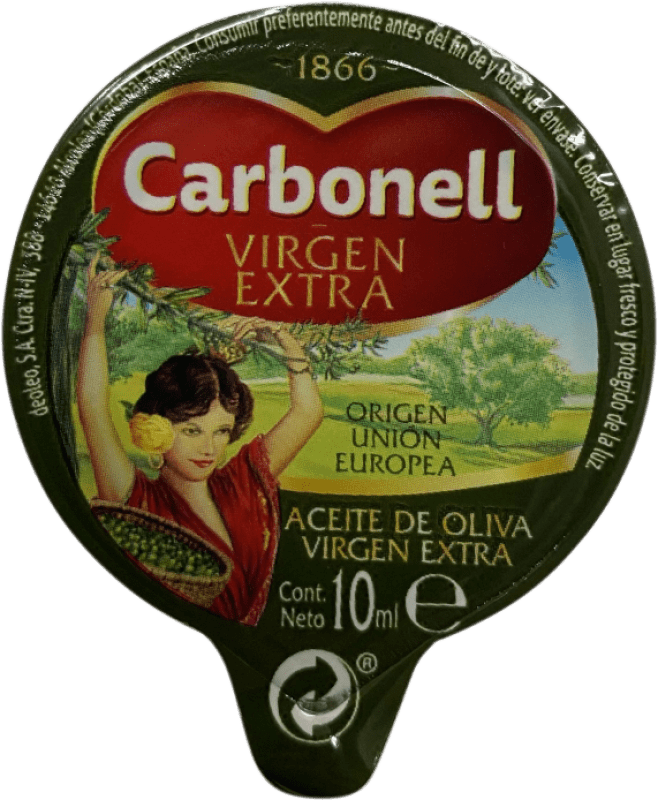 Spedizione Gratuita | Scatola da 120 unità Olio d'Oliva Carbonell Virgen Extra Monodosis 10 ml Andalusia Spagna