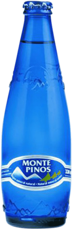 Free Shipping | 24 units box Water Monte Pinos Premium, Mineral Natural — Natural Mineral Castilla y León Spain Third-Liter Bottle 33 cl Glass RET