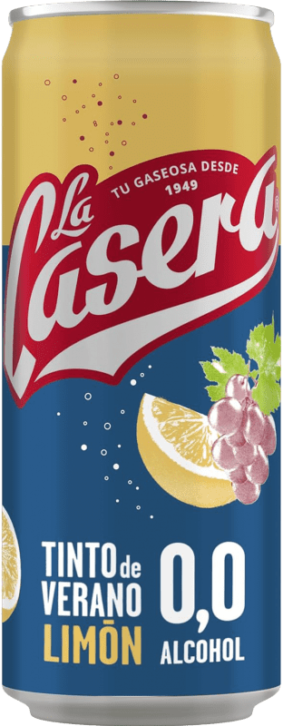41,95 € Spedizione Gratuita | Scatola da 24 unità Sangria Limonata di Vino La Casera Tinto de Verano — Vino Rosso d'Estate Lattina 33 cl 0.0 Zero Zero Limón — Limone