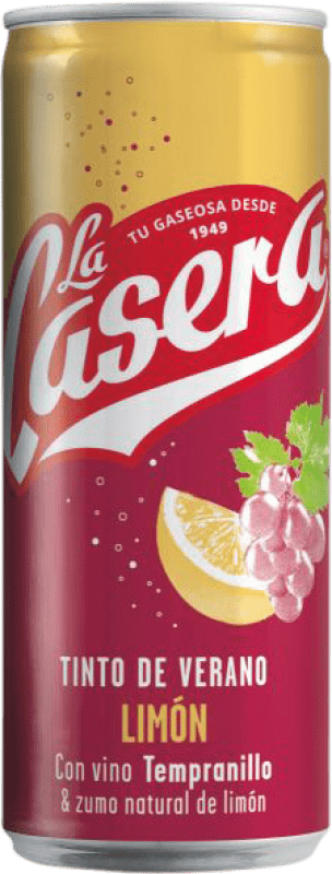 23,95 € | 盒装24个 桑格利亚和葡萄酒柠檬水 La Casera Tinto de Verano — 夏日红酒 西班牙 罐 33 cl Limón — 柠檬