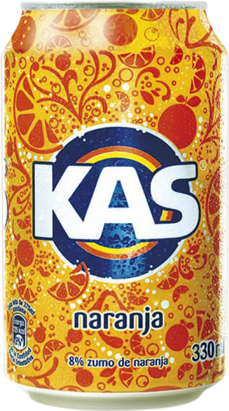 25,95 € | Boîte de 24 unités Boissons Fraîches Kas Espagne Canette 33 cl Naranja — Orange