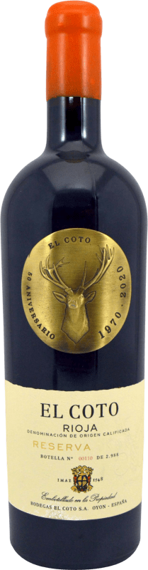 34,95 € Free Shipping | Red wine Coto de Rioja 50 Aniversario Reserva D.O.Ca. Rioja The Rioja Spain Tempranillo Bottle 75 cl