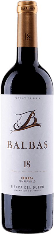 22,95 € | 红葡萄酒 Balbás 18 Meses Crianza — 陈酿 D.O. Ribera del Duero 卡斯蒂利亚莱昂 西班牙 Tempranillo — 丹魄, Cabernet Sauvignon — 赤霞珠 75 cl