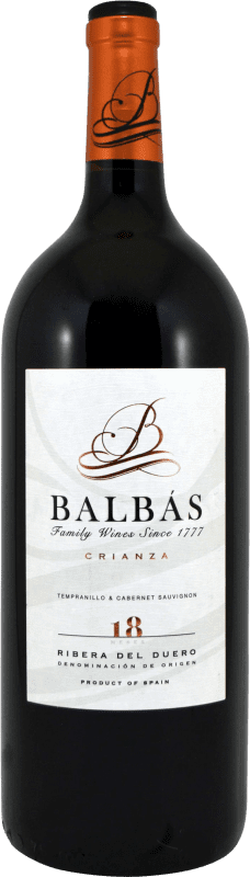 25,95 € | Vino Rosso Balbás 18 Meses Crianza — Invecchiato in Botte D.O. Ribera del Duero Castilla y León Spagna Tempranillo, Cabernet Sauvignon Bottiglia Magnum 1,5 L