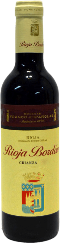 3,95 € Envío gratis | Vino Tinto Bodegas Franco Españolas Bordón Crianza D.O.Ca. Rioja Media Botella 37 cl