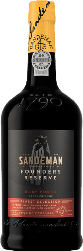 Free Shipping | Fortified wine Sandeman Porto Founder's Ruby Reserve I.G. Porto Porto Portugal Tempranillo, Touriga Franca, Touriga Nacional, Tinta Amarela, Tinta Cão, Tinta Barroca 75 cl