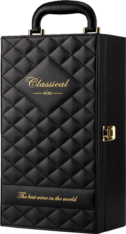 24,95 € | Packs NEGRO - Estuche Maletín de LUJO para 2 Botellas de Vino y Set de 4 Accesorios 西班牙