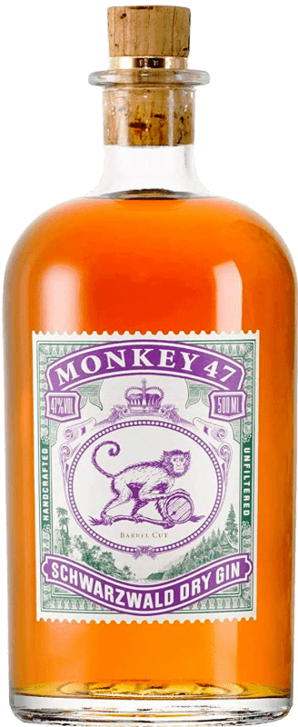94,95 € Envío gratis | Ginebra Black Forest Monkey 47 Schwarzwald Barrel Cut Dry Gin Botella Medium 50 cl