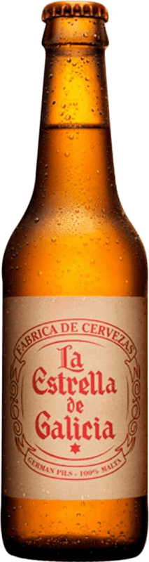 Envio grátis | Caixa de 6 unidades Cerveja Estrella Galicia La Estrella de Galicia Espanha Garrafa Terço 33 cl