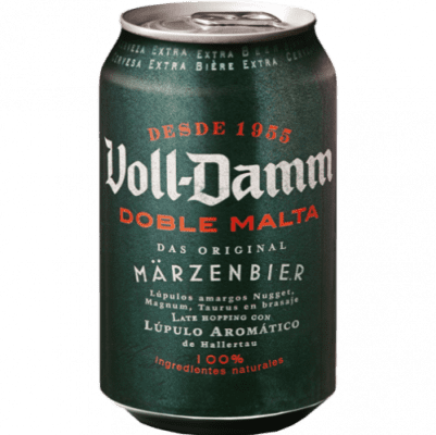 Пиво Коробка из 24 единиц Voll Damm Doble Malta Estilo Märzenbier Original Алюминиевая банка 33 cl