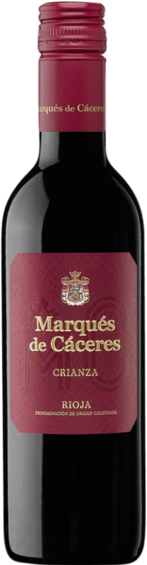 105,95 € Envoi gratuit | Boîte de 12 unités Vin rouge Marqués de Cáceres Crianza D.O.Ca. Rioja Demi- Bouteille 37 cl