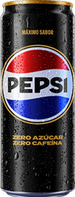 22,95 € Envío gratis | Caja de 24 unidades Refrescos y Mixers Pepsi Zero Azúcar Zero Cafeína Lata 33 cl