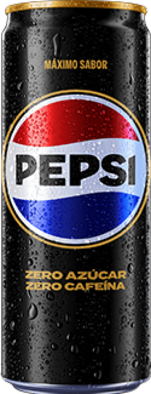 19,95 € Бесплатная доставка | Коробка из 24 единиц Безалкогольные напитки Pepsi Zero Без сахара Жестяная банка 33 cl Sin Cafeína — Без кофеина
