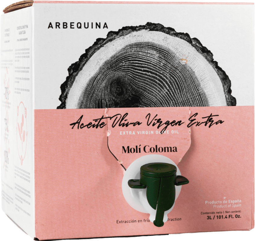 29,95 € | Aceite de Oliva Finca Molí Coloma AOVE Virgen Extra D.O.P. Siurana Cataluña España Arbequina Bag in Box 3 L