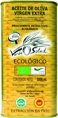 Бесплатная доставка | Коробка из 24 единиц Оливковое масло Trujal de Mágina Verde Salud ЭВО Экстра Вирджин D.O. Sierra Mágina Jaén Испания Picual — Пикуаль Eco — Эко Био Органический Жестяная банка 25 cl