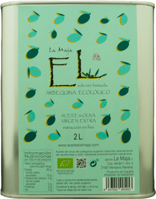 Envoi gratuit | Huile d'Olive La Maja HOVE Vierge Extra D.O. Navarra Navarre Espagne Arbequina Eco — Biologique Canette Medium 2 L