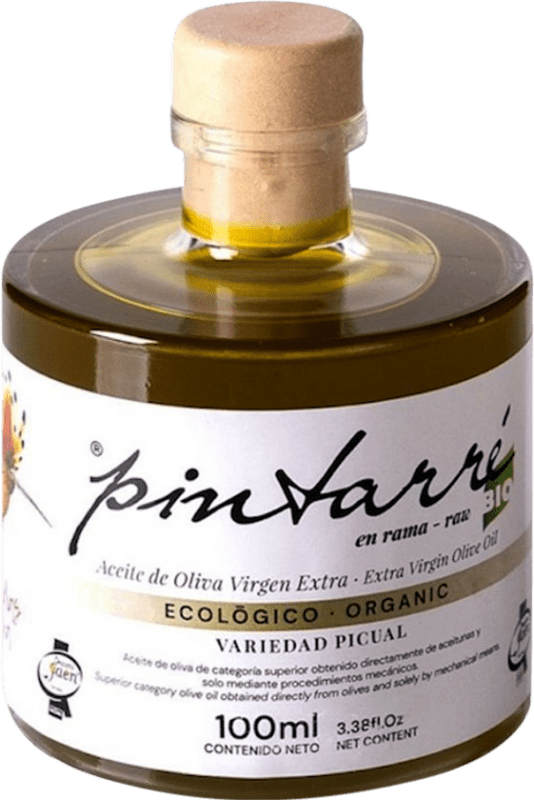 Spedizione Gratuita | Scatola da 30 unità Olio d'Oliva Pintarré Cosecha Temprana — Raccolta Precoce, Sin Filtrar — Non Filtrato, EVO Extra Vergine D.O. Sierra Mágina Jaén Spagna Picual Bio — Ecologico Bottiglietta Mignon 10 cl Vetro
