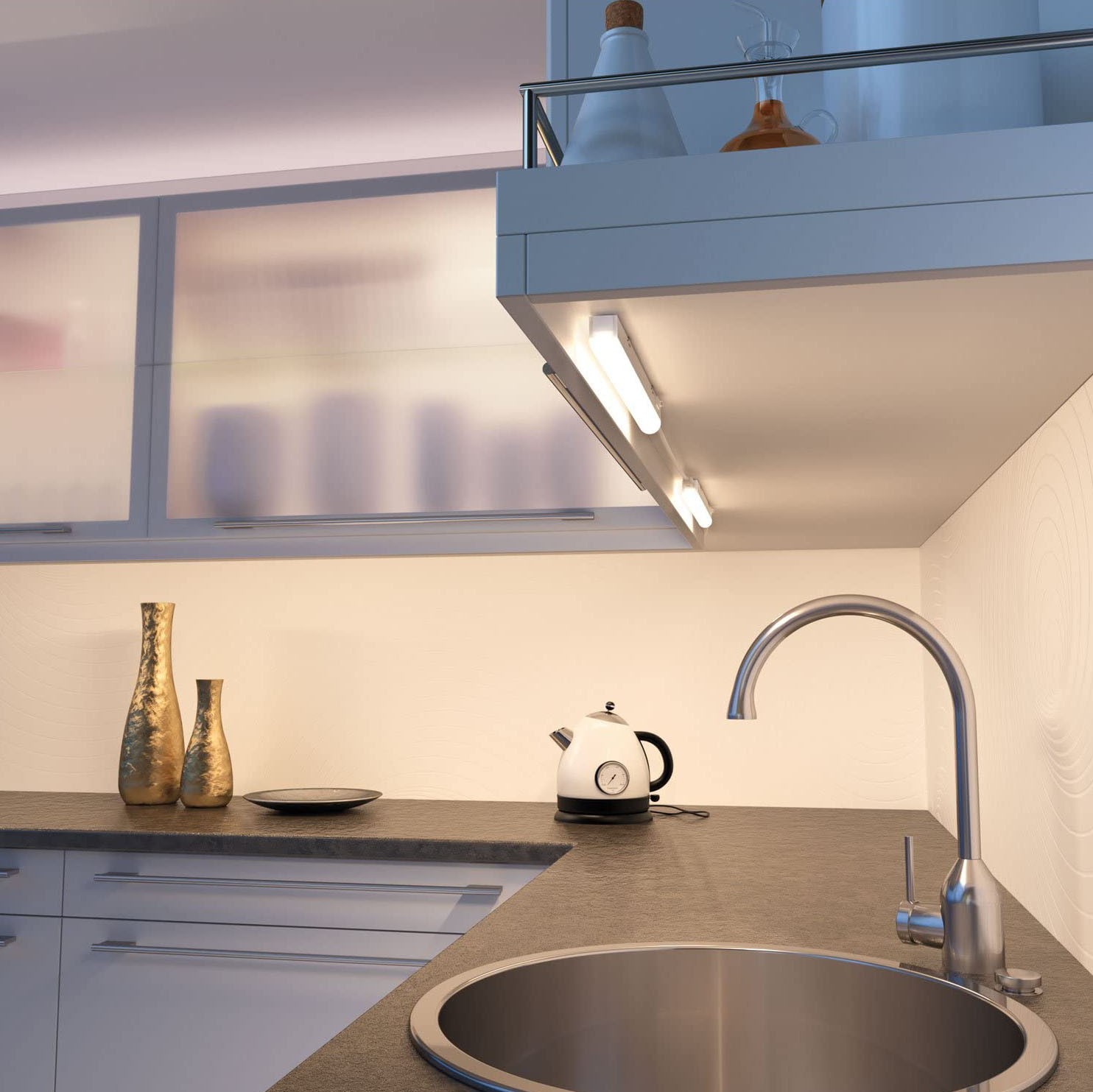 10,95 € Spedizione Gratuita | Tubo LED 8W T5 LED 6000K Luce fredda. Ø 2 cm. Kit tubo LED + staffa + accessori per l'installazione. Driver integrato Alluminio e policarbonato. Colore bianca e argento