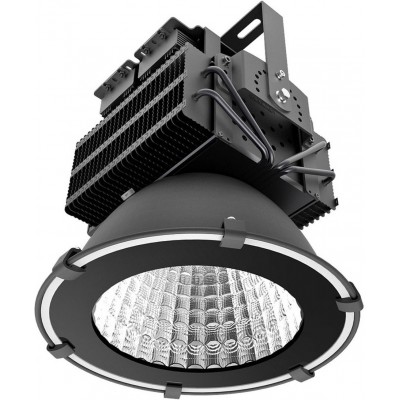 1 429,95 € Free Shipping | Flood and spotlight 500W 6000K Cold light. Ø 36 cm. High power industrial lighting. CREE LED. Meanwell transformer Warehouse, public space and facilities. Cast aluminum and tempered glass. Black Color