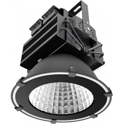 Foco proyector exterior 500W 6000K Luz fría. Ø 36 cm. Iluminación industrial de alta potencia. LED CREE. Transformador Meanwell Aluminio fundido y vidrio templado. Color negro