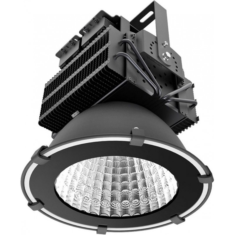 1 429,95 € Free Shipping | Flood and spotlight 500W 6000K Cold light. Ø 36 cm. High power industrial lighting. CREE LED. Meanwell transformer Warehouse, public space and facilities. Cast aluminum and tempered glass. Black Color