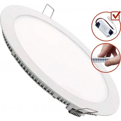 2,95 € Envío gratis | Iluminación empotrable 3W 4500K Luz neutra. Ø 8 cm. Proyector Downlight LED + Driver controlador incluido. Panel LED Extraplano Slimline Aluminio. Color blanco