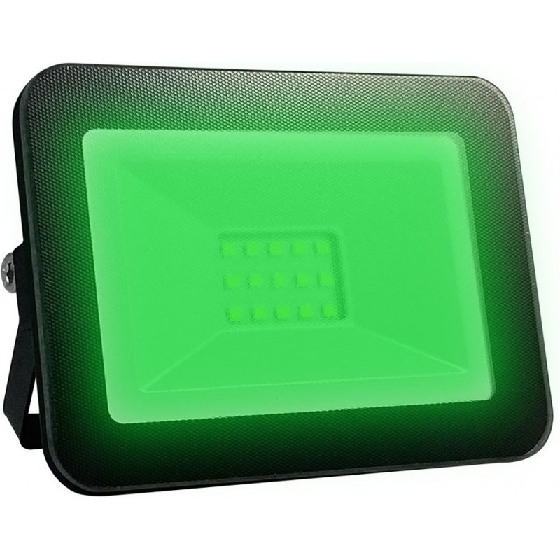 13,95 € Free Shipping | Flood and spotlight 10W Rectangular Shape 13×12 cm. Green lighting. EPISTAR SMD LED Chip Terrace and garden. Cast aluminum and tempered glass