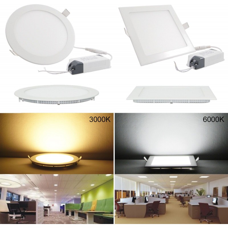 2,95 € Free Shipping | Recessed lighting 3W 3000K Warm light. Square Shape 9×9 cm. Downlight LED projector + Driver included. Slimline Extra-flat LED Panel Kitchen, bathroom and office. Aluminum. White Color