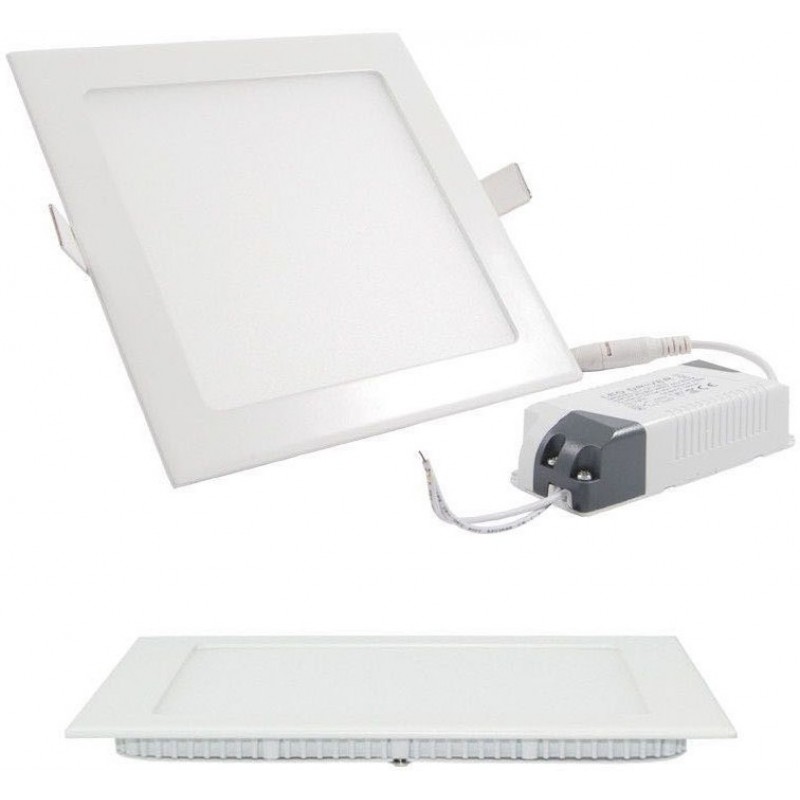 5,95 € Free Shipping | Recessed lighting 15W 6000K Cold light. Square Shape 18×18 cm. Downlight LED projector + Driver included. Slimline Extra-flat LED Panel Kitchen, bathroom and office. Aluminum. White Color