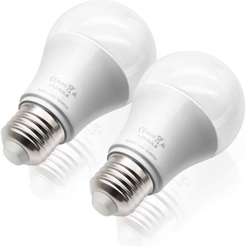 3,95 € Free Shipping | LED light bulb 15W E27 LED 2700K Very warm light. 12×6 cm. High brightness Aluminum and polycarbonate. White Color