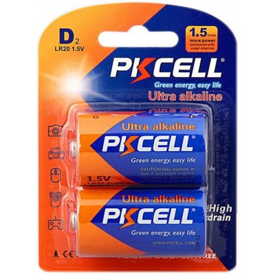 Boîte de 2 unités Batteries PKCell PK2076 D (LR20) 1.5V Pile Ultra Alcaline. Livré sous Blister ×2 unités
