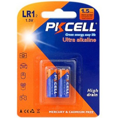 盒装2个 电池 PKCell PK2060 LR1 1.5V 超碱性电池。以吸塑形式交付 × 2 件
