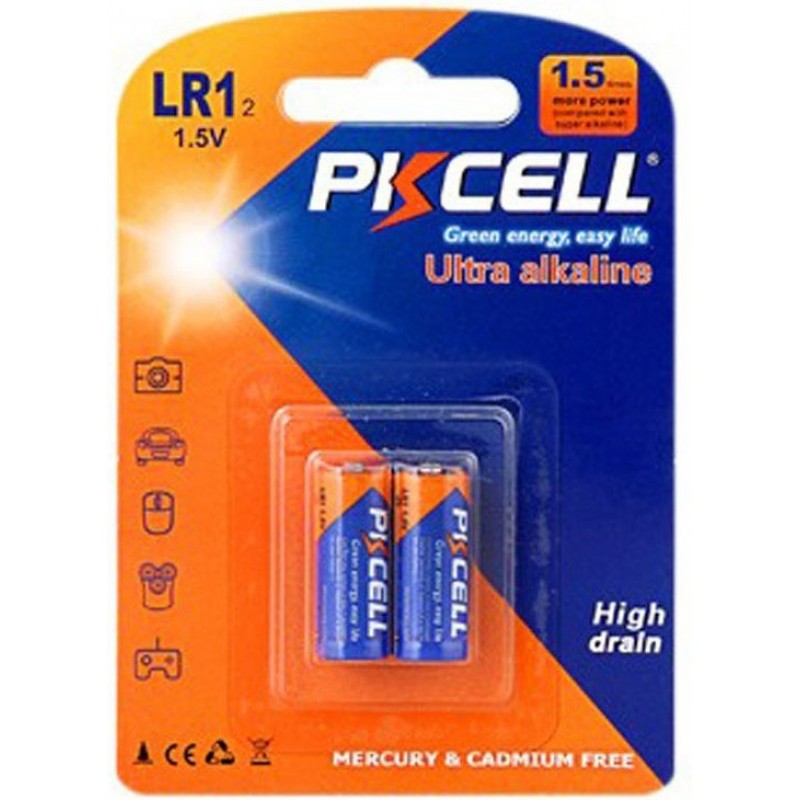 1,95 € Kostenloser Versand | 2 Einheiten Box Batterien PKCell PK2060 LR1 1.5V Ultra-Alkali-Batterie. Lieferung in Blister × 2 Einheiten