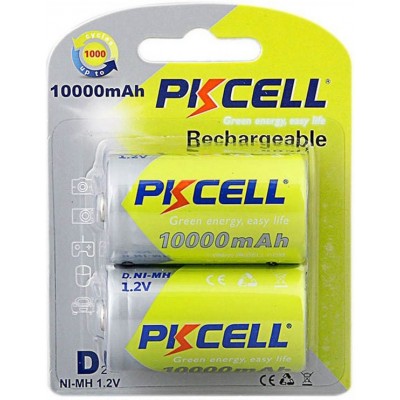 48,95 € Envio grátis | Baterias PKCell PK2076 D (LR20) 1.2V Bateria recarregável. Entregue em Blister × 2 unidades