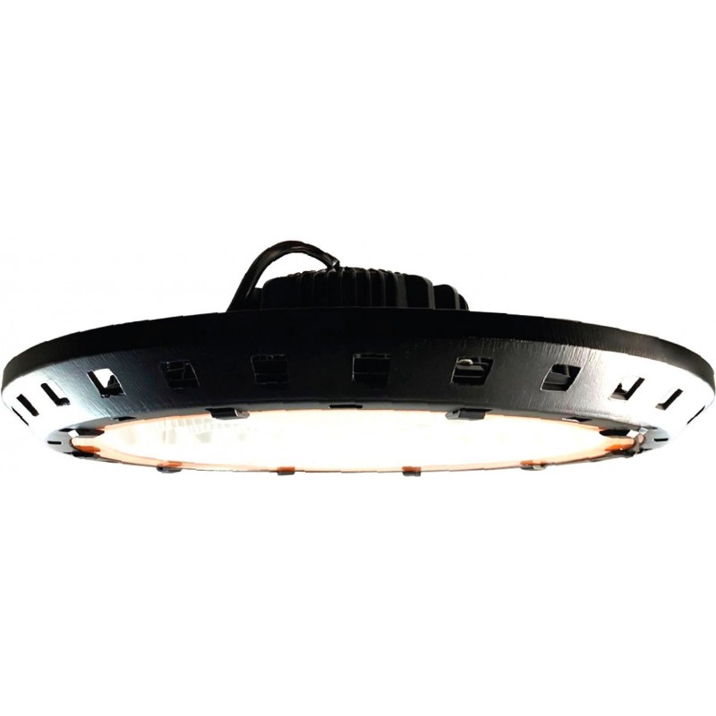 116,95 € Free Shipping | Flood and spotlight 100W 6000K Cold light. Ø 32 cm. Suspension hood. High power industrial LED. SMD LED UFO HIGH BAY. Philips LED. Meanwell transformer Aluminum. Black Color