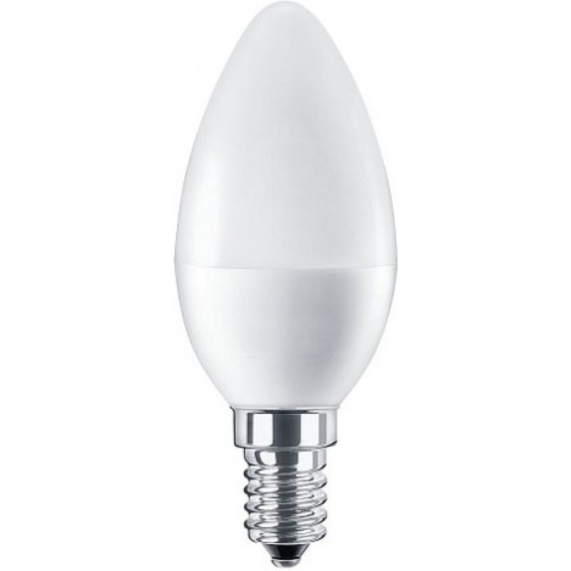 7,95 € Бесплатная доставка | Коробка из 5 единиц Светодиодная лампа 6W E14 LED 6000K Холодный свет. 10×4 cm. Светодиодная свечная лампа. Светодиодный чип EPISTAR SMD. Нить C35. Высокая яркость Алюминий и Поликарбонат. Белый Цвет