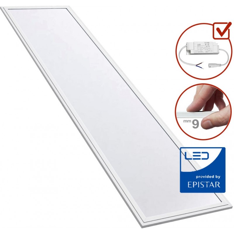 33,95 € Free Shipping | LED panel 40W LED 4000K Neutral light. 120×30 cm. EPISTAR SMD LED Chip. UGR-17. High brightness. Slimline Extra-flat LED Panel. LED Driver included Pmma and lacquered aluminum. White Color