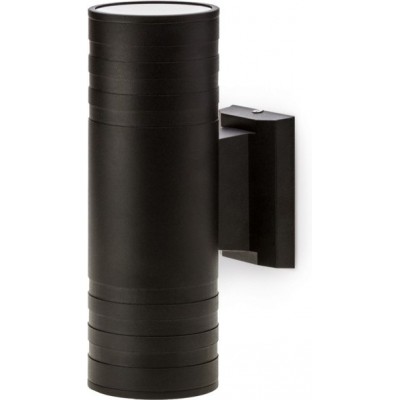 Outdoor wall light Cylindrical Shape Ø 9 cm. Double vertical lighting. Double sided Terrace and garden. Aluminum and glass. Black Color