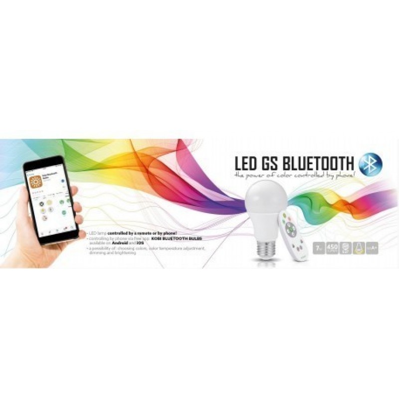 14,95 € Free Shipping | LED light bulb NB2019 7W E27 LED RGBW A60 Ø 6 cm. RGB Bluetooth. Control via iOS/Android mobile app and remote control Aluminum and polycarbonate