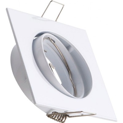 Iluminación empotrable Forma Cuadrada 8×8 cm. Aro empotrable orientable y basculante para bombilla halógena o LED Cocina, vestíbulo y baño. Aluminio. Color blanco