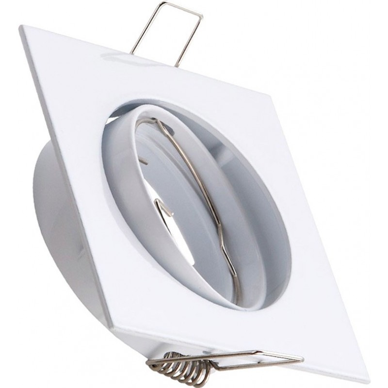 1,95 € Envoi gratuit | Éclairage encastré 8×8 cm. Collerette encastrable, orientable et inclinable pour spot halogène ou LED Aluminium. Couleur blanc