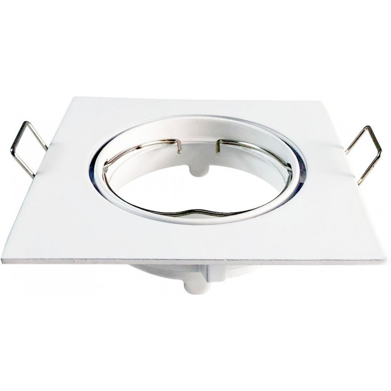 1,95 € Free Shipping | Recessed lighting Square Shape 8×8 cm. Recessed, adjustable and tiltable Ring for halogen or LED bulb Kitchen, lobby and bathroom. Aluminum. White Color