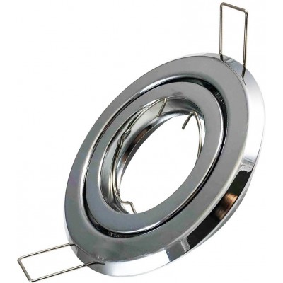 Inneneinbauleuchte Runde Gestalten Ø 9 cm. Einbau, verstellbar und neigbar. Ring für Halogen- oder LED-Lampe Küche, empfangshalle und bad. Aluminium. Überzogenes chrom Farbe