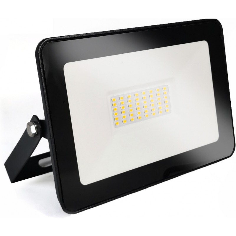 8,95 € Free Shipping | Flood and spotlight 30W 6000K Cold light. Rectangular Shape 17×14 cm. EPISTAR LED SMD IPAD Chip. High brightness. Extra flat Terrace and garden. Cast aluminum and Tempered glass. Black Color