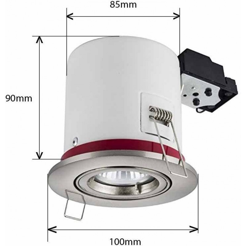 9,95 € Free Shipping | Recessed lighting Round Shape Ø 10 cm. Compact, recessed, isolated, adjustable and tiltable Ring + lamp holder class 2 (Clip-On) Kitchen, lobby and bathroom. Aluminum. White Color