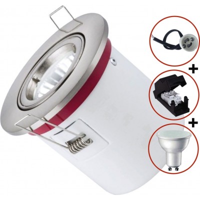 11,95 € Free Shipping | Recessed lighting NB2132 7W 4500K Neutral light. Round Shape Ø 10 cm. Compact, recessed, isolated, adjustable and tiltable Ring + LED bulb + class 2 lamp holder (Clip-On) Kitchen, lobby and bathroom. Stainless steel. Stainless steel Color