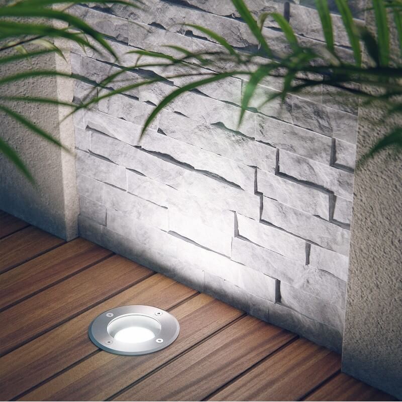 11,95 € Free Shipping | Luminous beacon 7W 4500K Neutral light. Round Shape Ø 11 cm. Recessed floor spotlight + LED bulb Terrace and garden. 304 stainless steel. Stainless steel Color